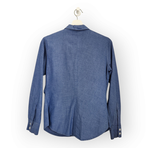 Vintage 90s Express Blue Pinstripe Office Siren Button Down Shirt S - Picture 5 of 8